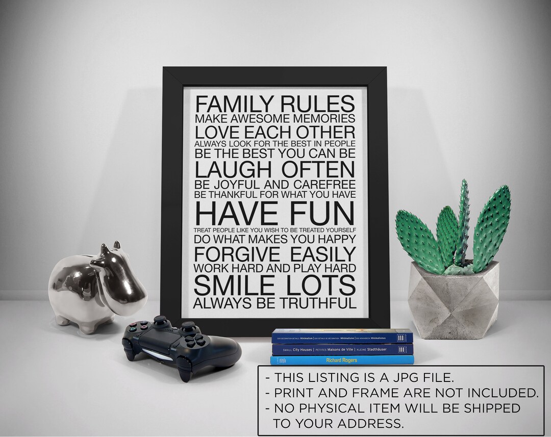 Family Rules Sign, Family Rules Wall Art, House Rules Sign, Family