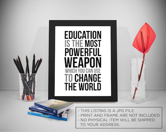 Bildung Ist Die Mächtigste Waffe Zitate Nelson Mandela Zitat Etsy