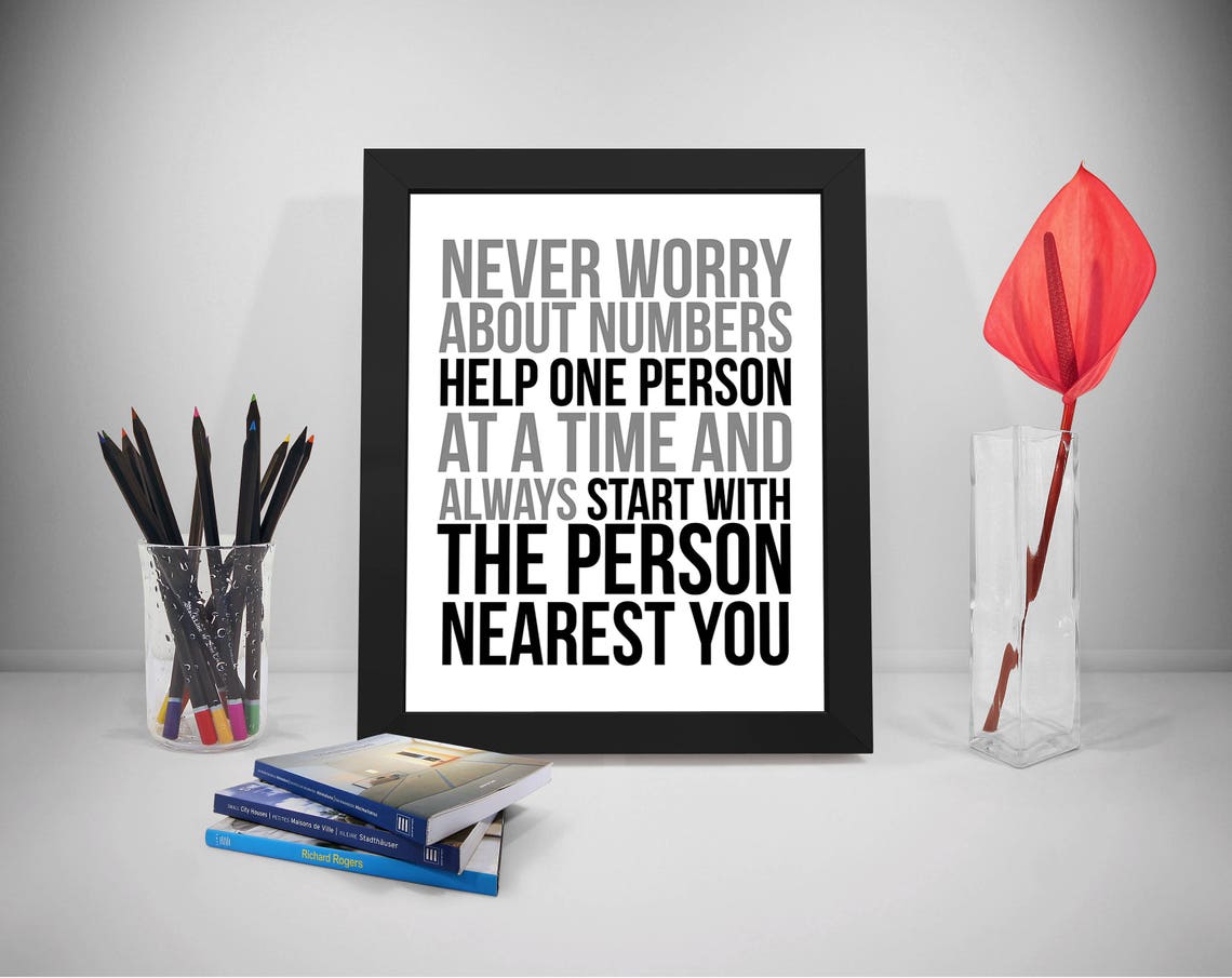 help one person quotes volunteer print art helping prints etsy