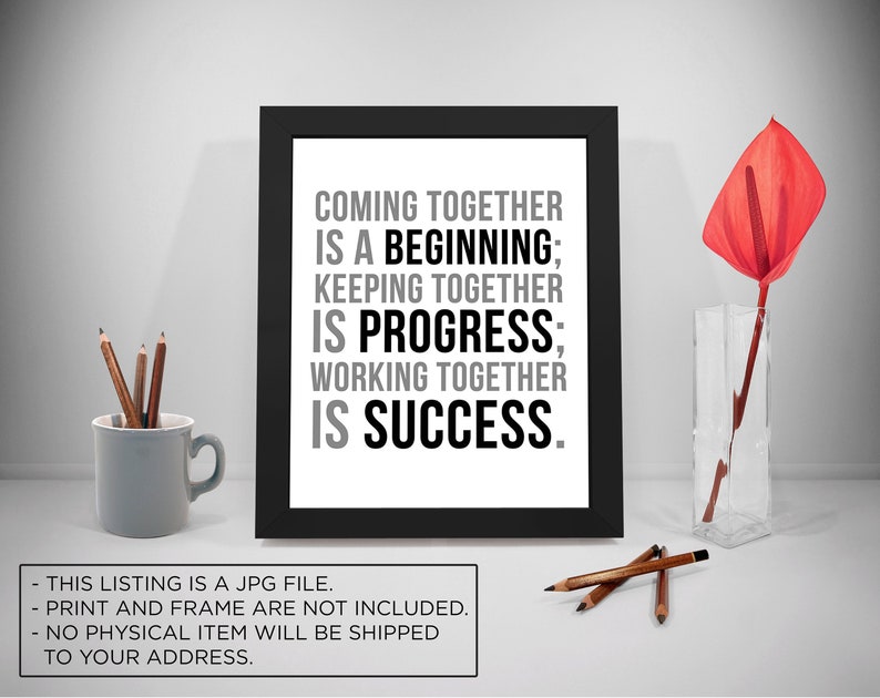 Coming Together Is A Beginning Team Work Printable Quotes | Etsy