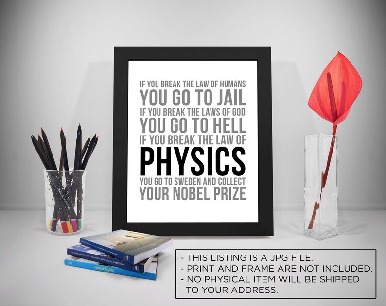 If You Break The Law Of Physics, Physics Gift, Physics Teacher Gift, Physics Poster, Physics Art, Physics Print, Physics Student Gift image 1