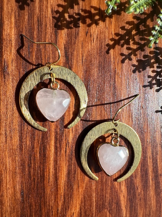Rose Quartz Heart Earrings