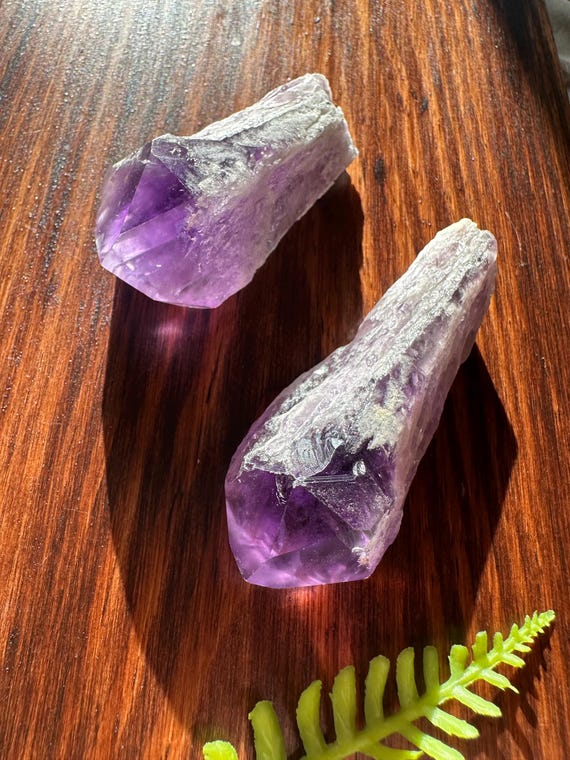 Set of Two Small Amethyst Points