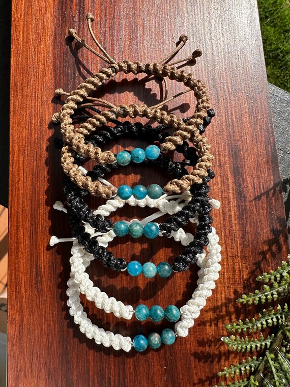 Blue Apatite Adjustable Corded Bracelet