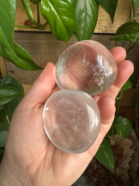Clear Quartz Palm Stone Pair
