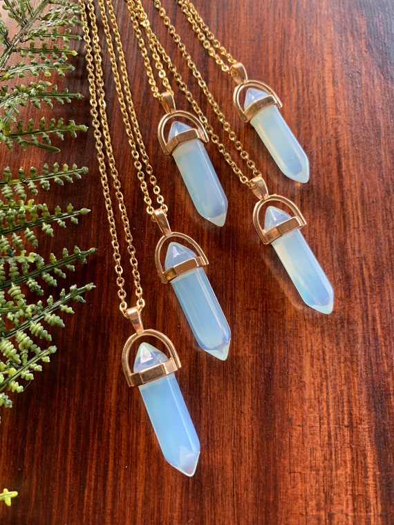 Opalite Gold Accent Point Necklace