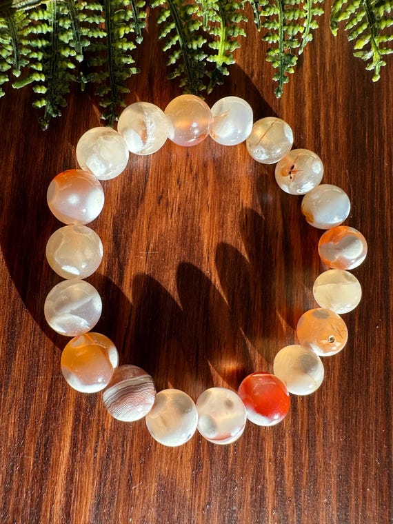 Light Orange Fire Agate Stretch Bracelet