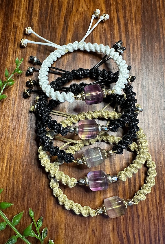 Cubed Fluorite Bracelet Tan