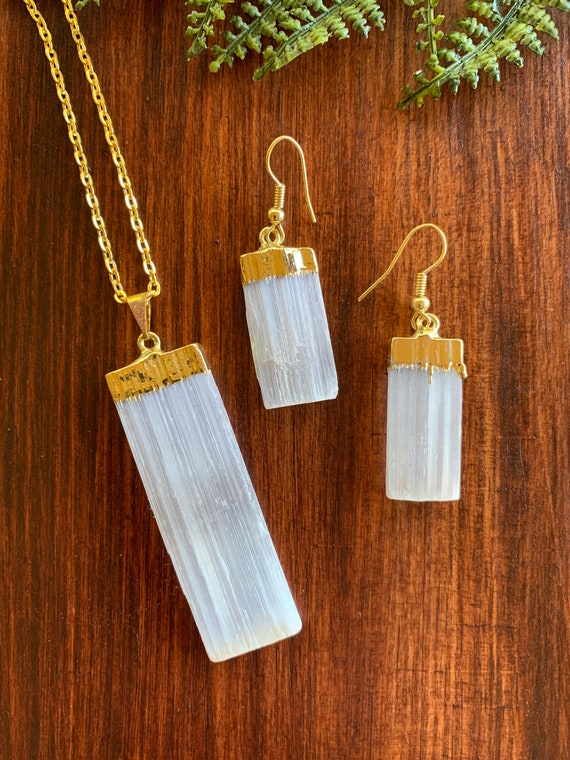 Natural Selenite Jewelry Set