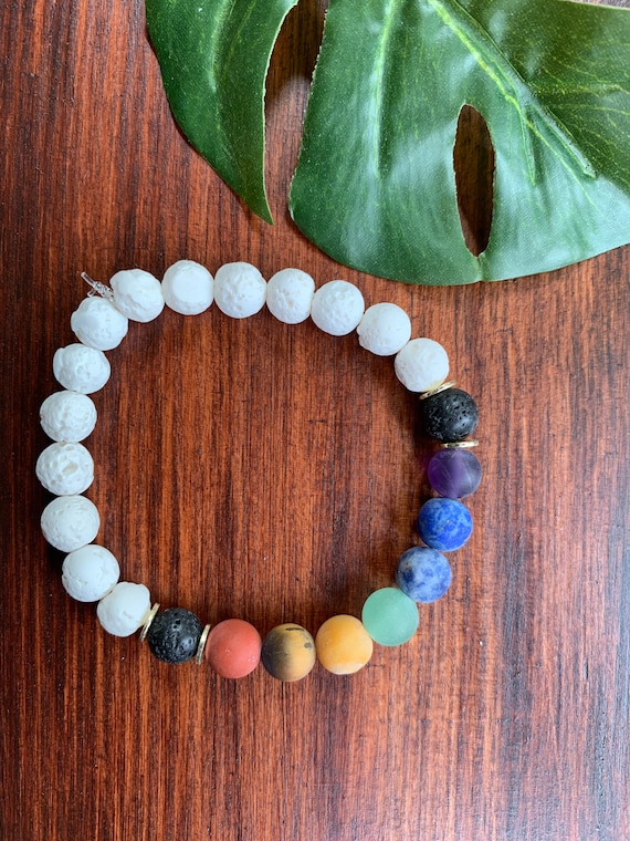 Matte Chakra Stones with Lava Stone Bracelet