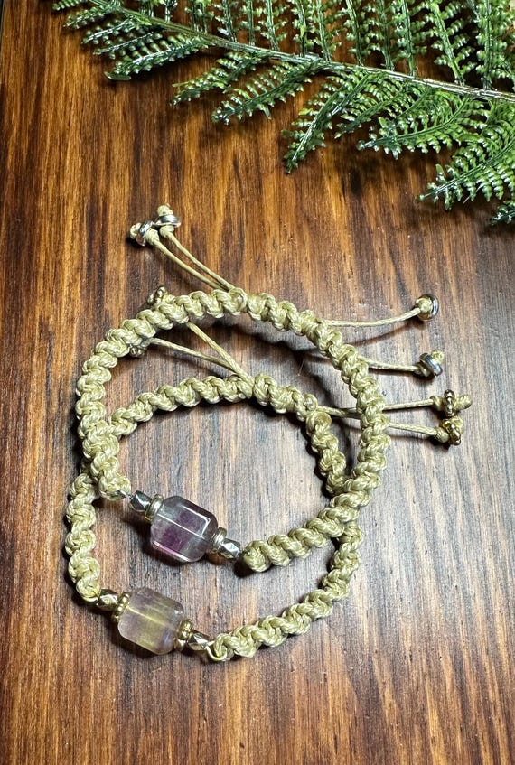 Cubed Fluorite Bracelet Tan