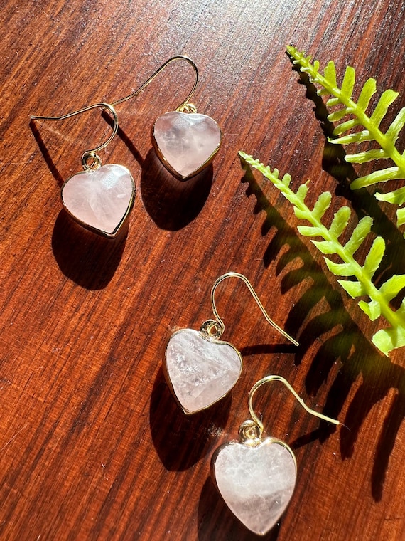 Pink and Gold Rose Quartz Drop Earrings