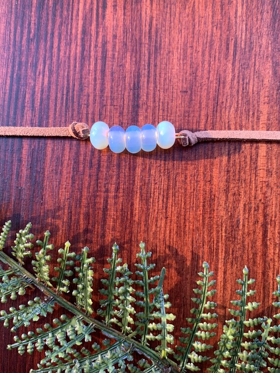 Opalite Choker on Mocha Suede