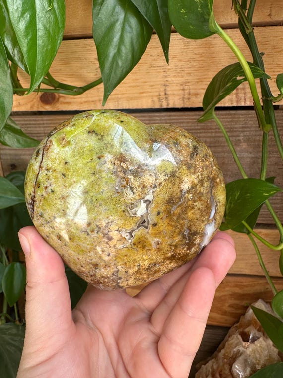 Polished Green Opal Stone, Heart Shaped