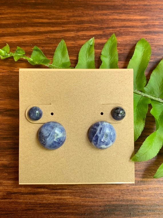 Cabacheon Sodalite Post Earrings / Double Set