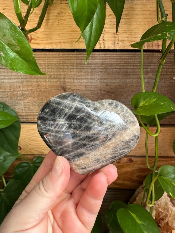 Black Moonstone Heart
