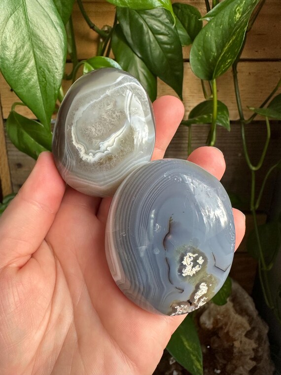 Orca Agate Palm Stone Pair