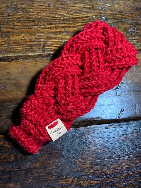 Warm Red Braided Headband