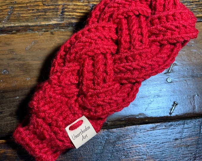 Warm Red Braided Headband