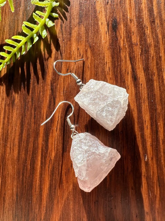 Rough Rose Quartz Earrings