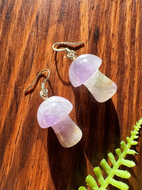 Amethyst Mushroom Earrings