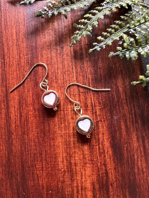 Heart Drop Earrings White