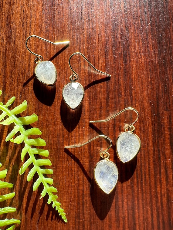 Rainbow Moonstone Drop Earrings