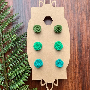 Shades of Green Rose Bud Earring Set