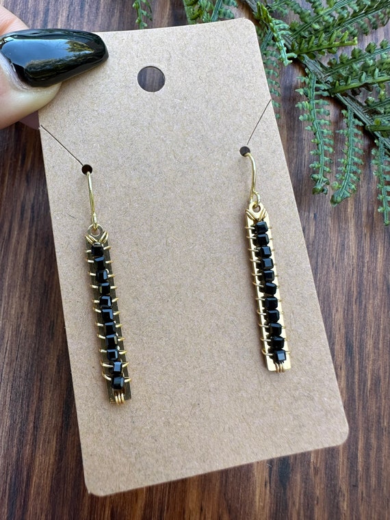 Black Tourmaline Wrapped Earrings