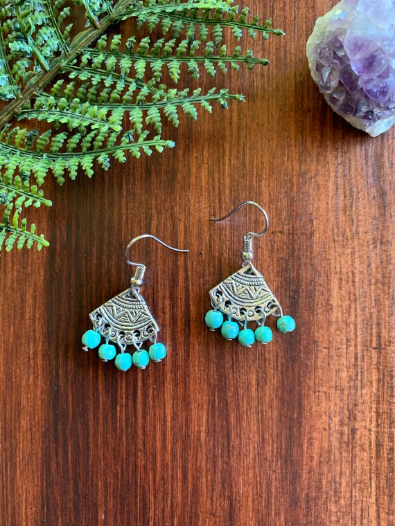 Dainty Dyed Magnesite Aztec Earrings / Limited Edition