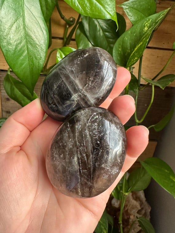 Smoky Quartz Palm Stone Pair
