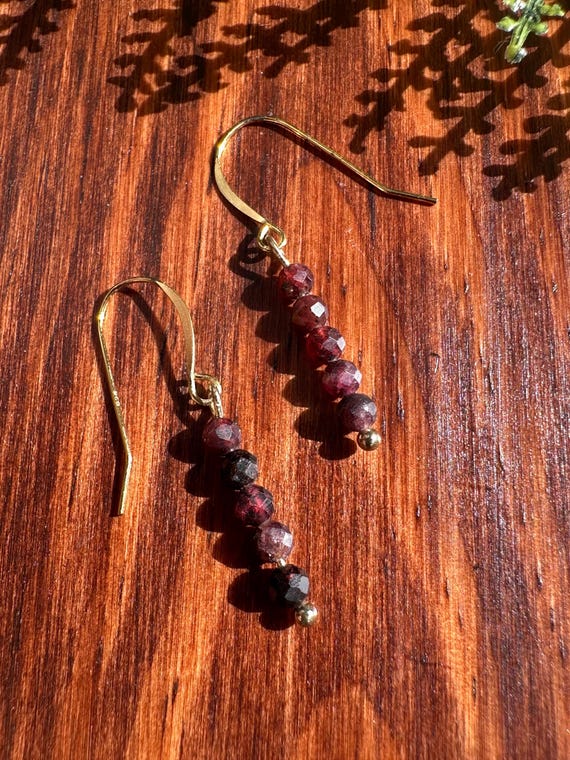 Small Garnet Drop Earrings