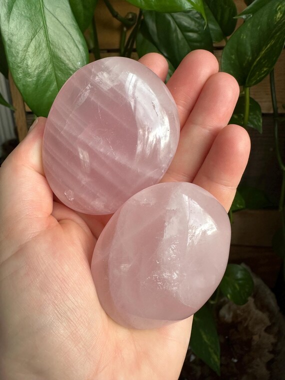 Rose Quartz Palm Stone Pair