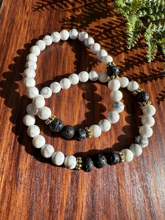 White Howlite Lava Stone Bracelet