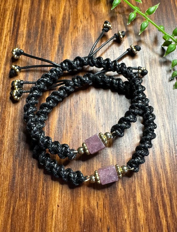 Pink Tourmaline Black Bracelet