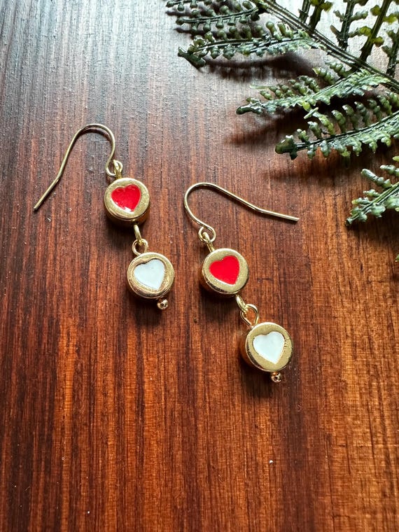 Double Heart Drop Earrings