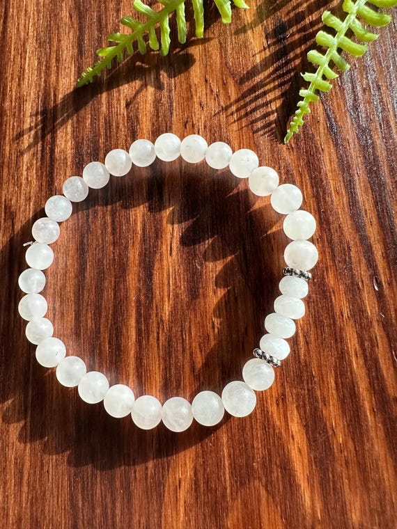 White Jade and Rose Quartz Stretch Bracelet