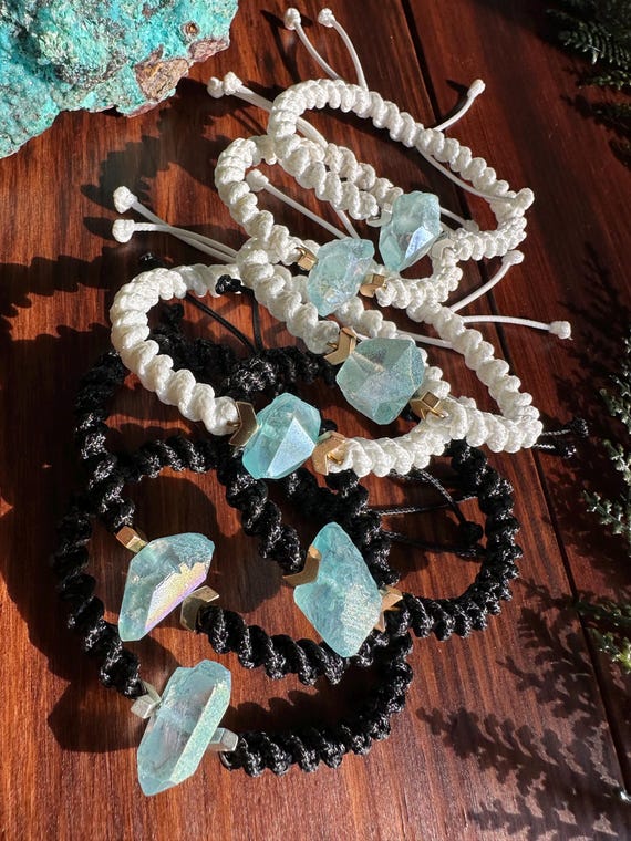 Blue Quartz Point Adjustable Bracelet