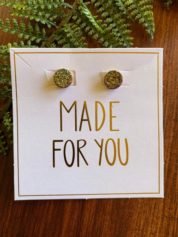 Druzy Rough Post Earrings / small