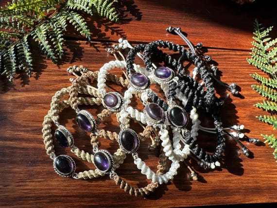 Cabbed Amethyst Adjustable Bracelet