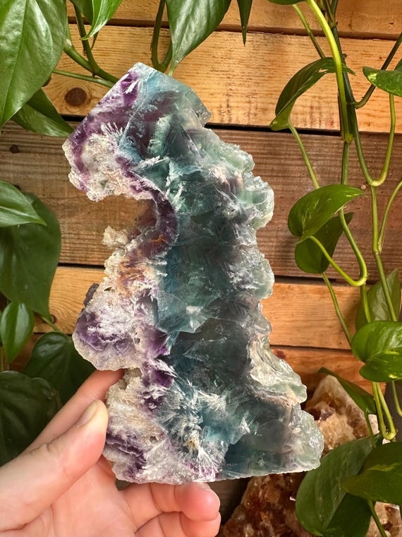 Feather Fluorite Sliced Tower, Obelisk