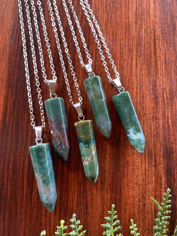Indian Agate Hexagonal Point Necklace
