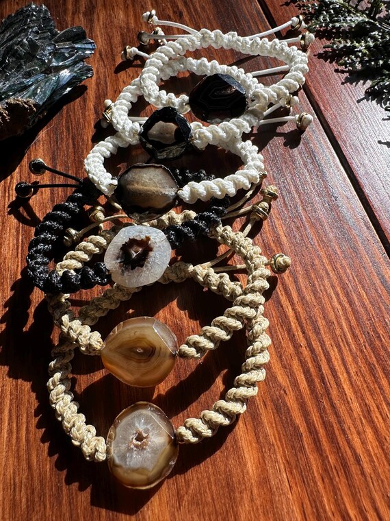 Faceted Agate Adjustable Bracelet