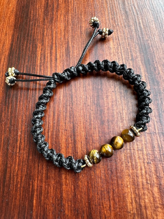 Tiger's Eye and Gold Adjustable Bracelet