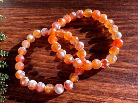 Orange Fire Agate Stretch Bracelet
