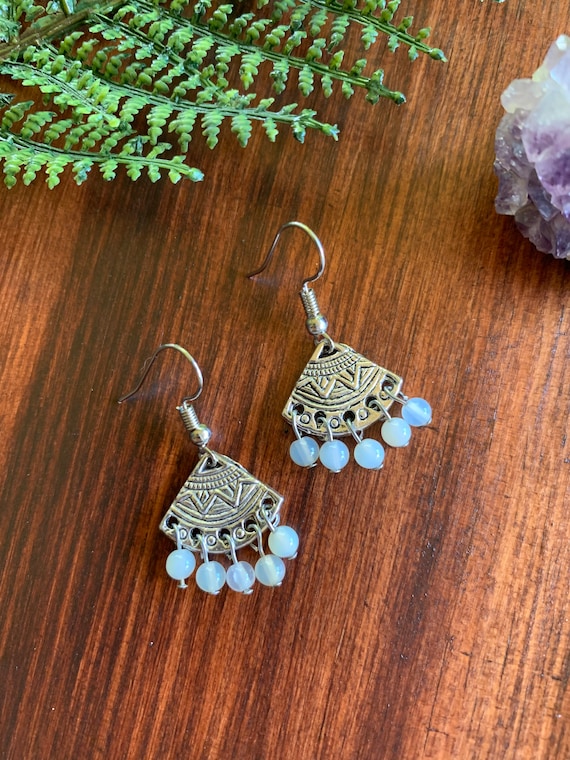 Dainty Agate Aztec Earrings / Limited Edition