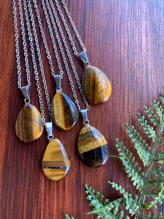 Pear Shaped Natural Tiger's Eye Necklace