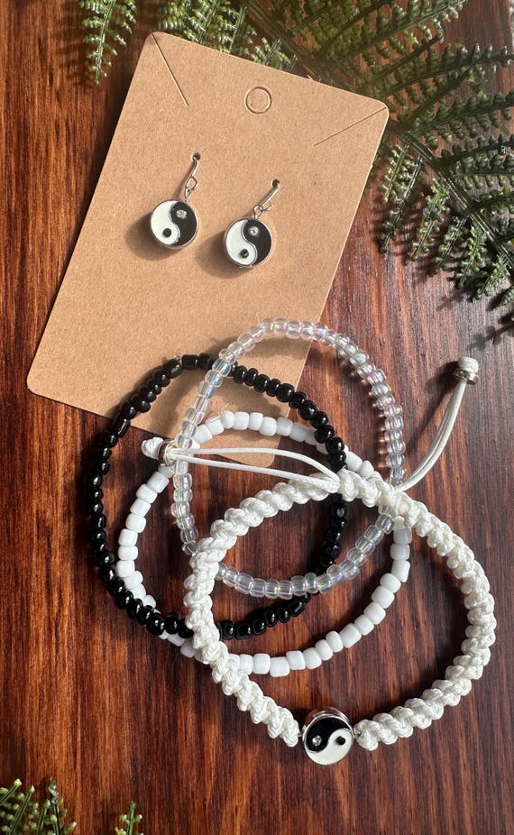 Yin Yang Bracelet Sets / White