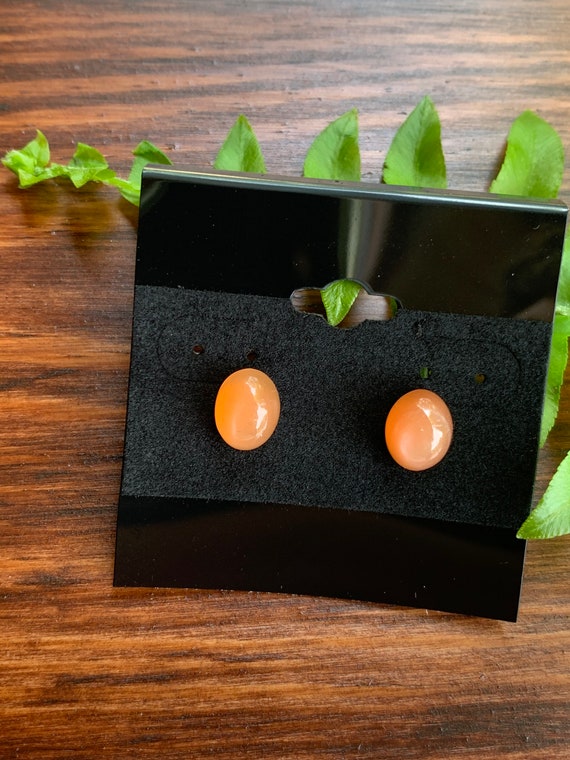 Peach Moonstone Oval Earring Set