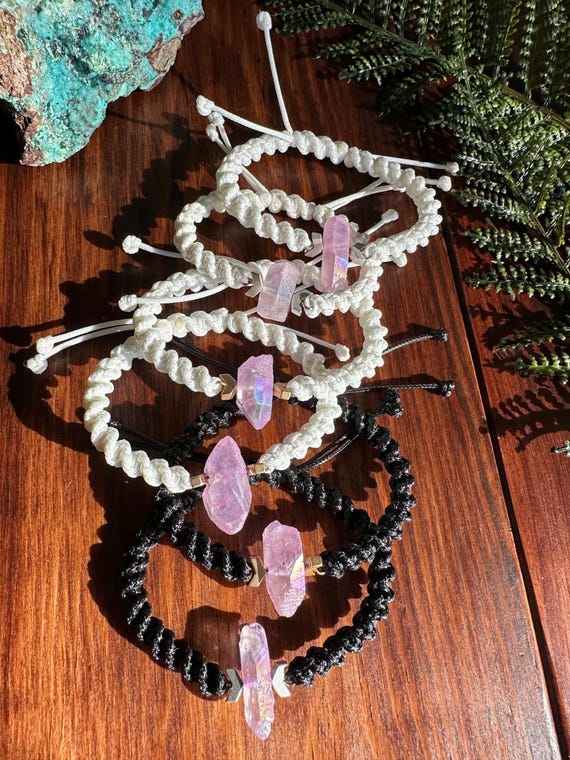 Pink Quartz Point Adjustable Bracelet